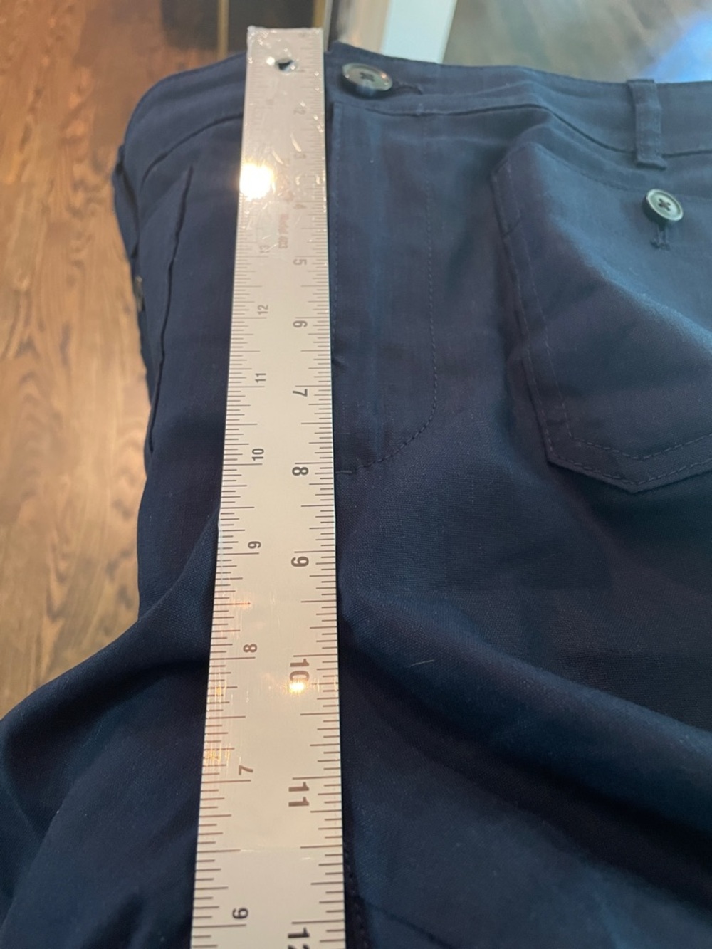 Loft Palmer Wide Leg Ankle Crop Pants Linen Blend Deep Space Blue Size 12 - Picture 7 of 7